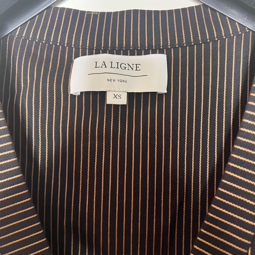 La Ligne Ruched Striped Cotton blend Gitane Dress in Midnight XS - Picture 7 of 7
